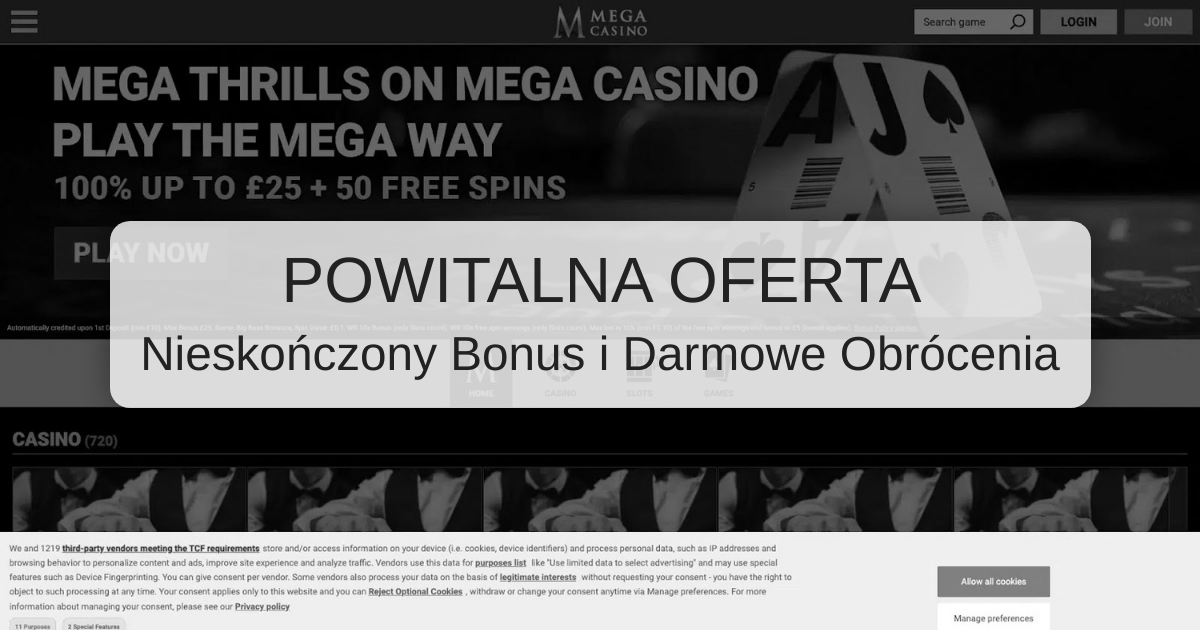 Bonus powitalny Mega Casino i warunki korzystania z oferty